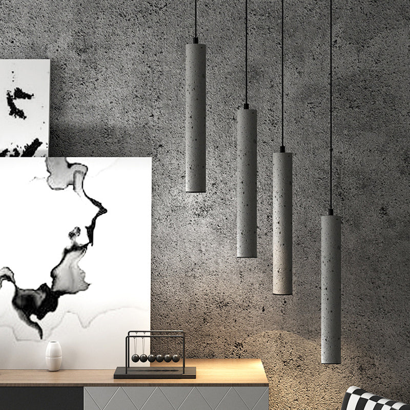 Modern Cylinder Pendant Ceiling Lights Cement 1 Light Pendant Lamp