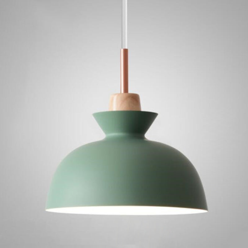 Tonalità in metallo appeso leggero stile nordico 1 ristorante leggero con soffitto a sospensione con top in legno