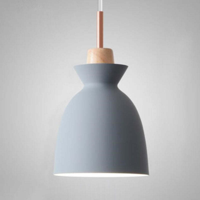 Tonalità in metallo appeso leggero stile nordico 1 ristorante leggero con soffitto a sospensione con top in legno