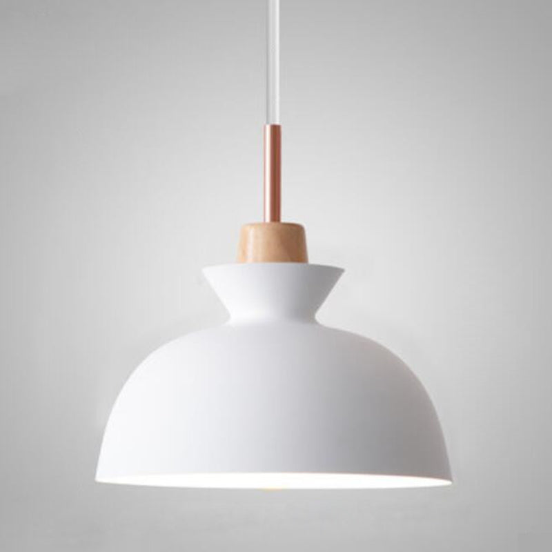 Tonalità in metallo appeso leggero stile nordico 1 ristorante leggero con soffitto a sospensione con top in legno