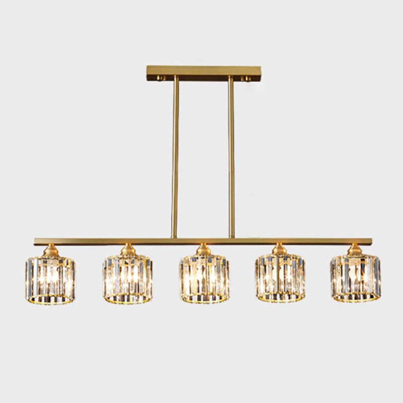 Full Copper Crystal Island Light Nordic Style Simplicity Hanging Lamp for Dining Room