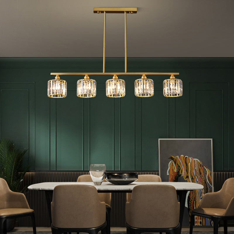 Lámpara de colgadura de estilo nórdico de estilo de cristal de cobre completo para el comedor