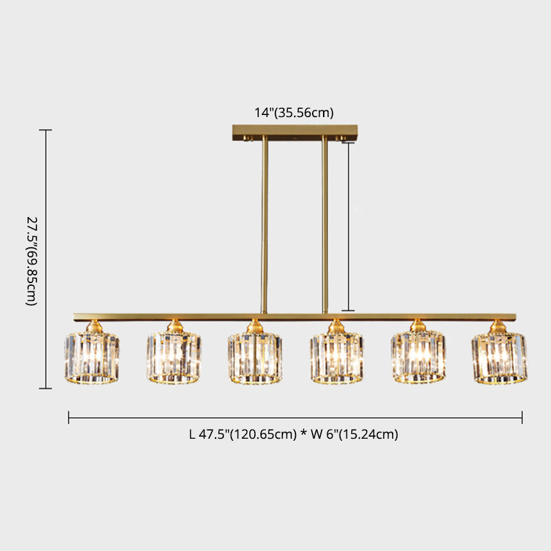 Lámpara de colgadura de estilo nórdico de estilo de cristal de cobre completo para el comedor