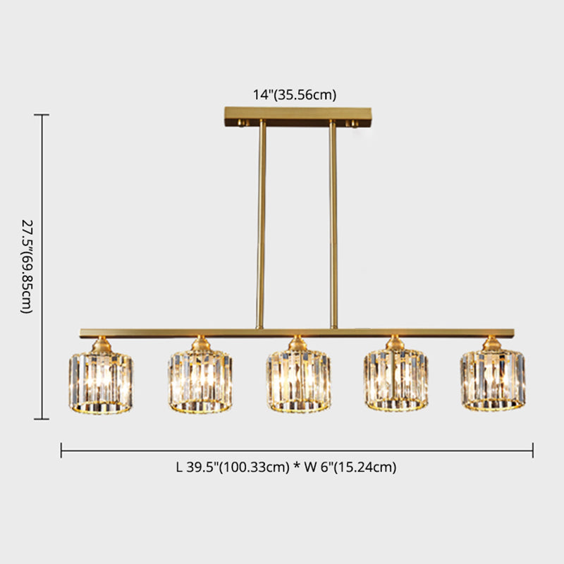 Lámpara de colgadura de estilo nórdico de estilo de cristal de cobre completo para el comedor