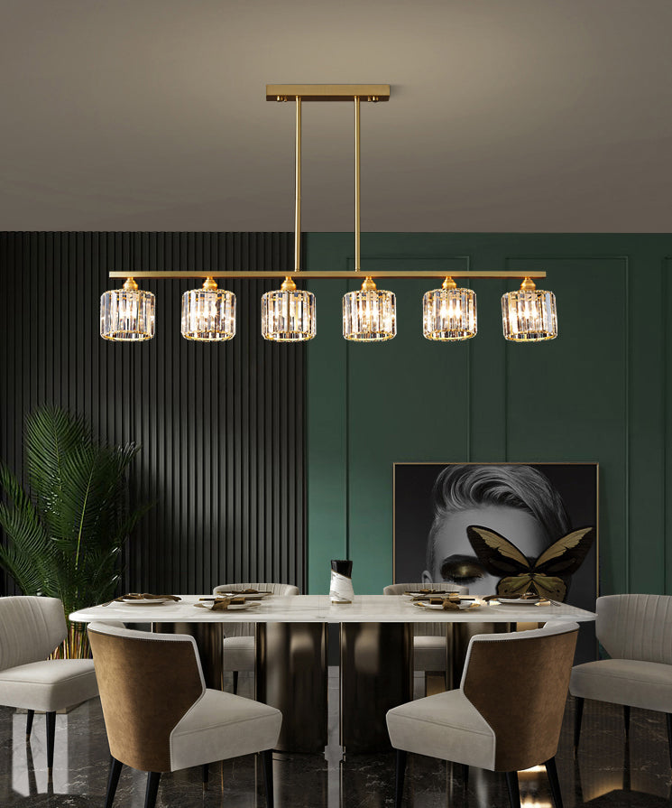 Lámpara de colgadura de estilo nórdico de estilo de cristal de cobre completo para el comedor