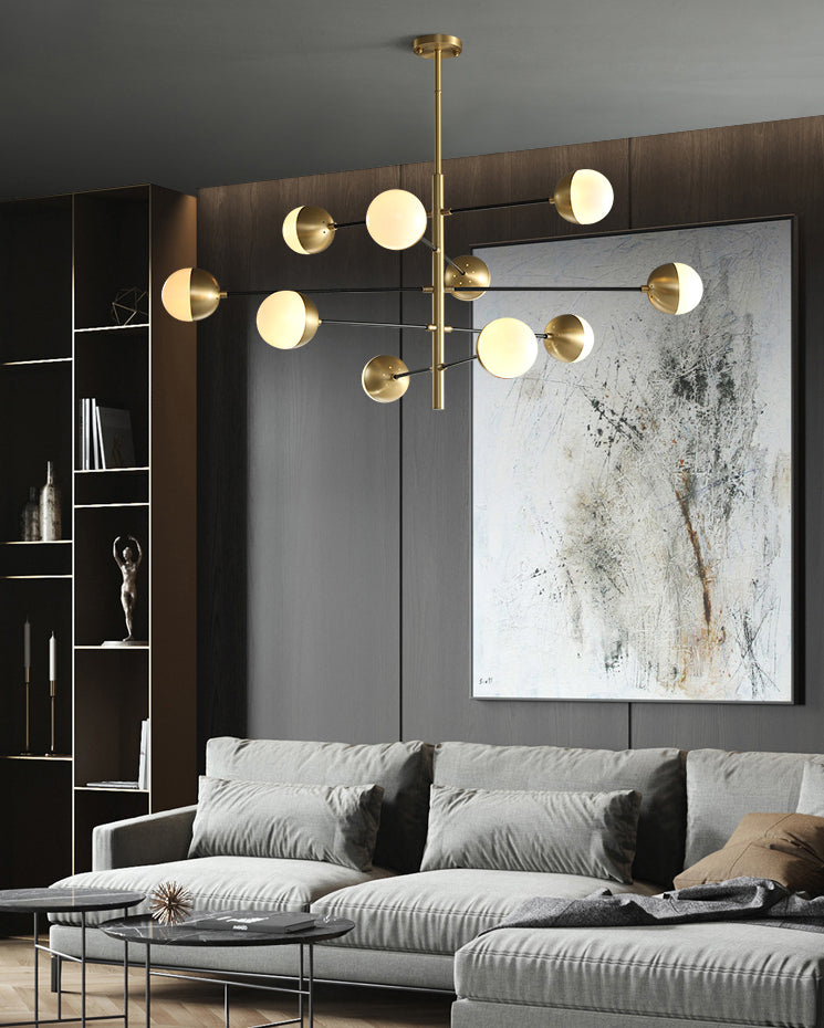 Lampadella in ottone in ottone in stile post-moderno in metallo + glass sfera di stile molecolare accompagnamento in oro