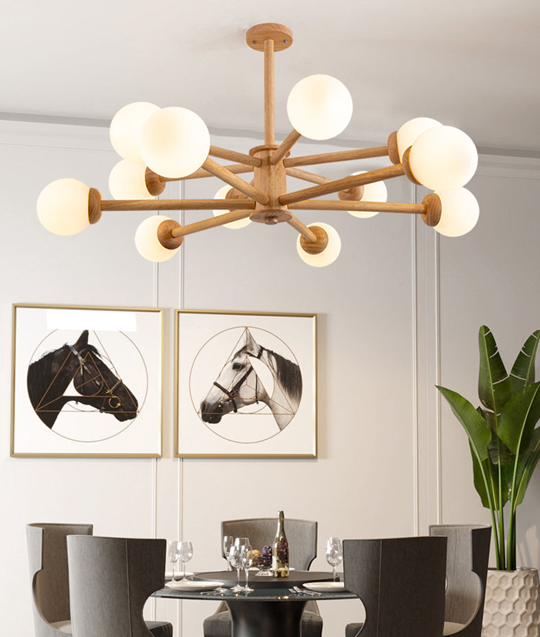 Original Wood Molecular Styling Chandelier Modern Simplicity Style Living Room Lighting Fixture