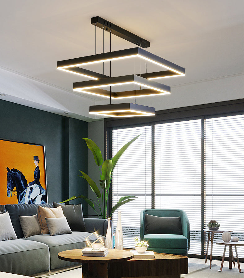 Modern Square Chandelier Light Fixtures Metal Chandelier