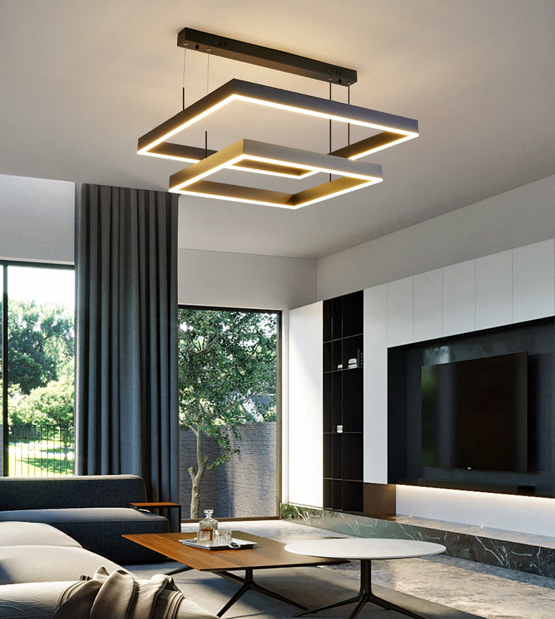 Modern Square Chandelier Light Fixtures Metal Chandelier