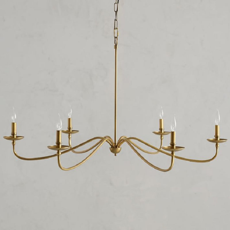 6-Lights American Style Vintage Vollkupfer Kronleuchter Candlestick Lampenhalter Design 37,8 "Weithängellampe für Esszimmer