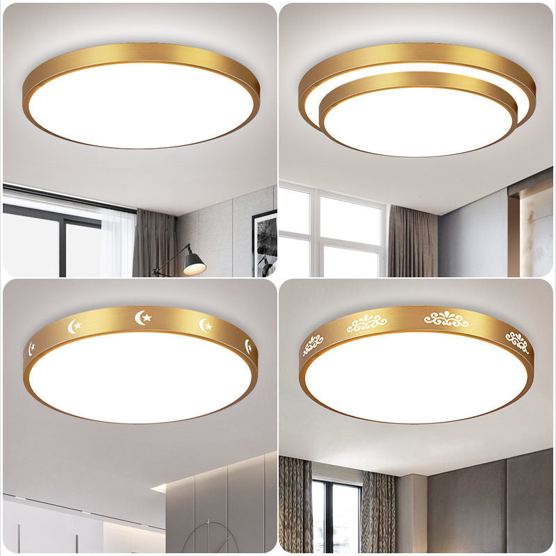 Luminaire encastré rond pour salon en métal LED plafonnier moderne en or