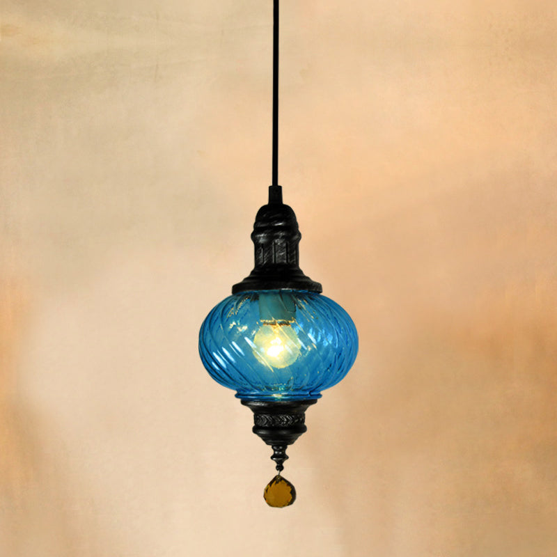 1 Leichtanhänger Beleuchtung marokkanischer ovaler rot/blau/grün strukturiertes Glashänge Deckenleuchte für das Restaurant