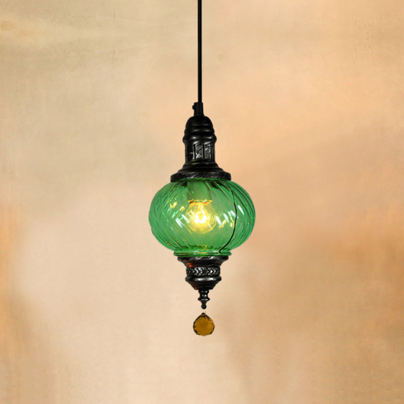 1 Leichtanhänger Beleuchtung marokkanischer ovaler rot/blau/grün strukturiertes Glashänge Deckenleuchte für das Restaurant