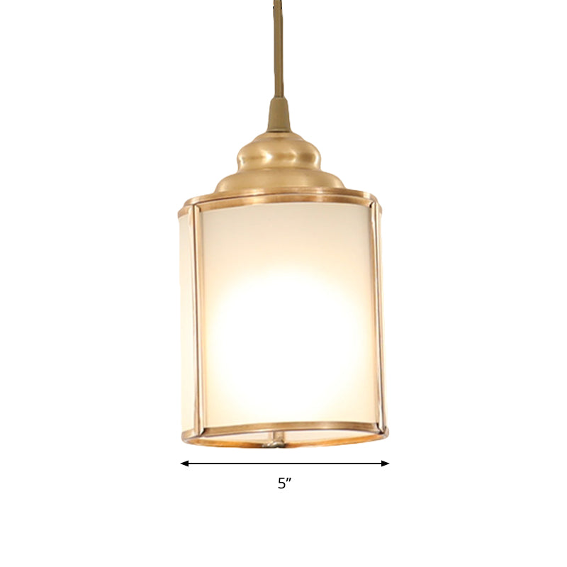 Cilinder wit glazen hanglamp lampje armatuur klassiek 5 "/5,5"/6 "brede 1 lichte eetkamer hangende lampkit