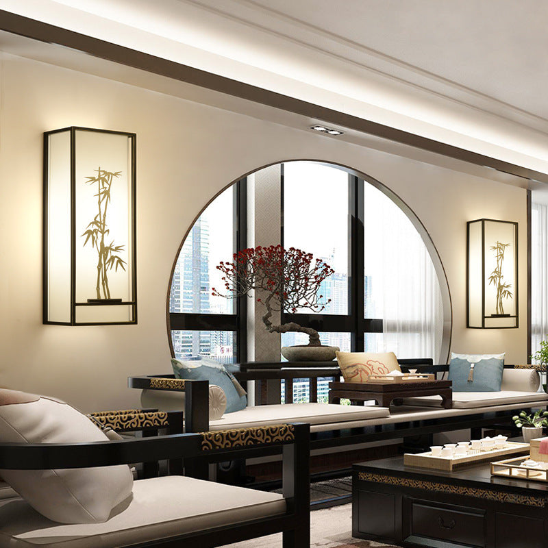 Lámpara montada en la pared rectangular tradicional 2 luces aplastante de tela en blanco para la cama