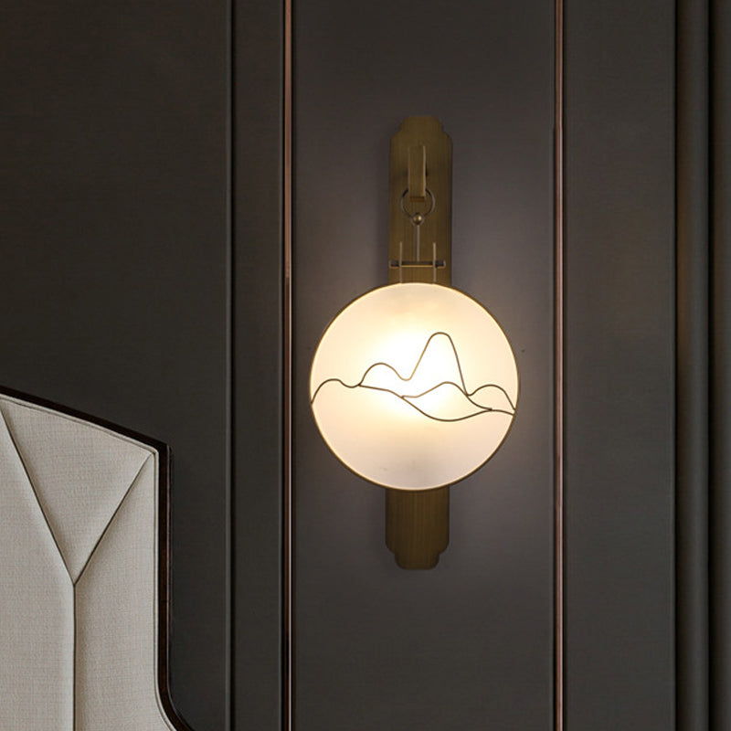 Round Bedside Wall Lighting Traditional Metal 10"/12" Wide 1 Light Brass Sconce Light Fixture