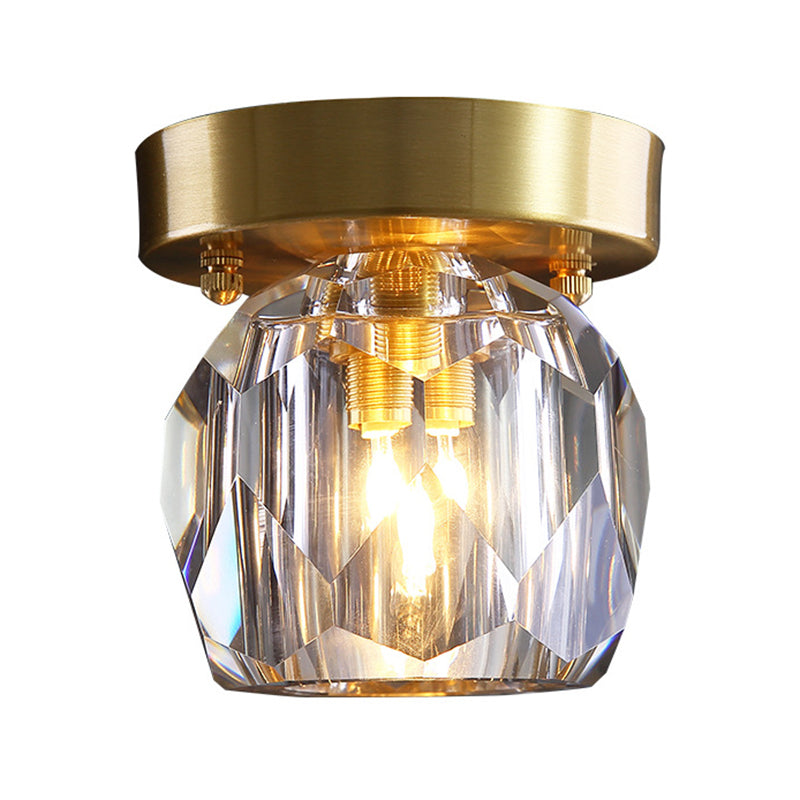 Modern Copper Lamps 1 Head Ceiling Light Glass Lampshade Living Room Flush Mount Lighting