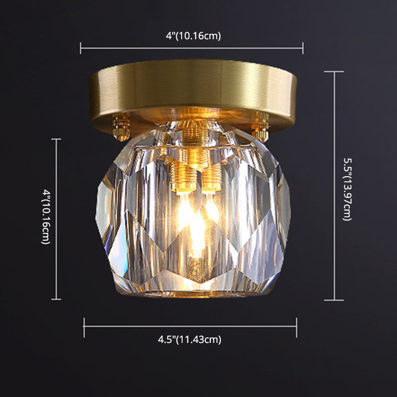 Modern Copper Lamps 1 Head Ceiling Light Glass Lampshade Living Room Flush Mount Lighting