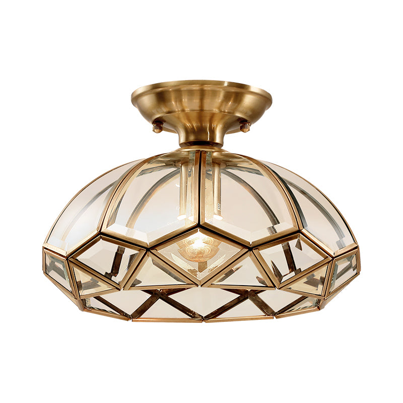 Vintage Flush Mount Ceiling Light Glass Lampshade Brass Hallway Lighting