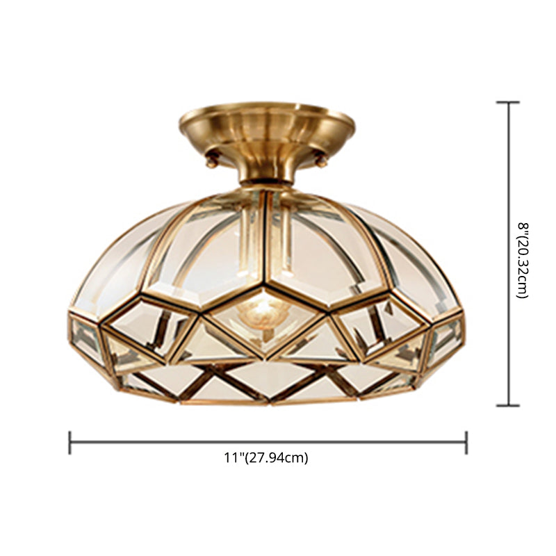 Vintage Flush Mount Ceiling Light Glass Lampshade Brass Hallway Lighting