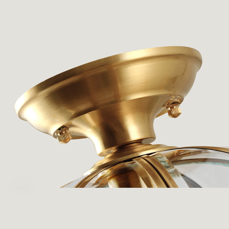 Vintage Flush Mount Ceiling Light Glass Lampshade Brass Hallway Lighting