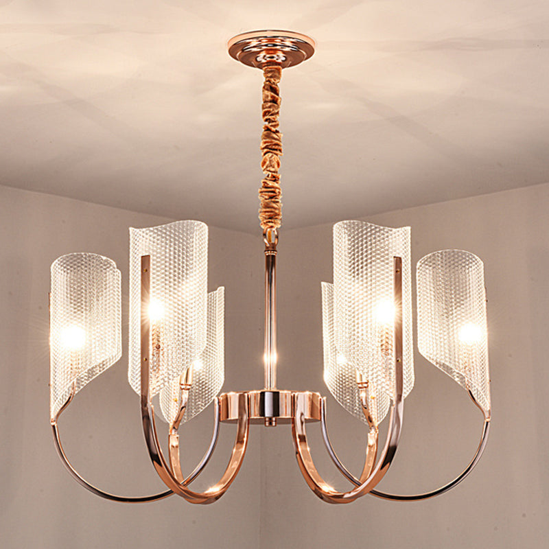 Lampadario in stile post-moderno in oro rosa con angolo regolabile a braccio diamante texture acrilica Acclami di illuminazione per soggiorno per soggiorno