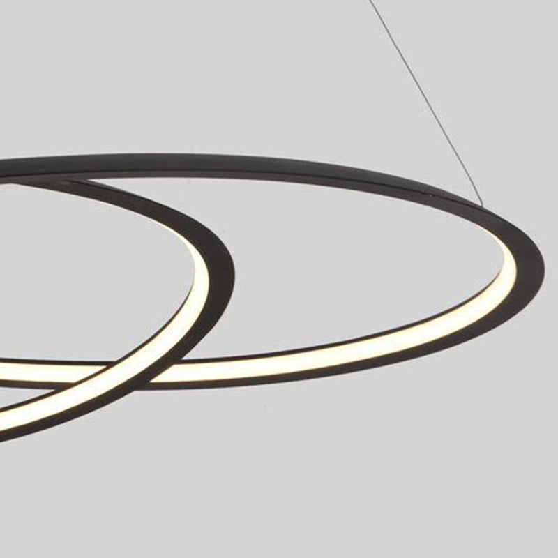 Living Room LED Chandelier Pendant Light Modern Black Chandelier Lighting with Spiral Metal Shade