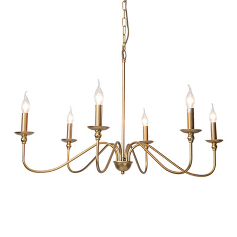 Chandelle suspendue à la bougie Light Light Traditional Swooping Bras Plafond Chandelier pour le salon