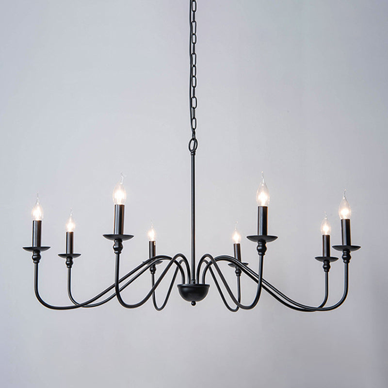 Chandelle suspendue à la bougie Light Light Traditional Swooping Bras Plafond Chandelier pour le salon