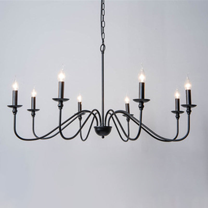 Chandelle suspendue à la bougie Light Light Traditional Swooping Bras Plafond Chandelier pour le salon