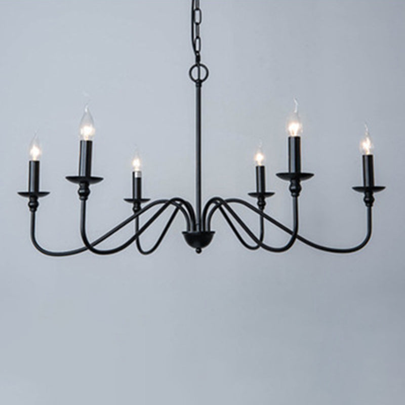 Chandelle suspendue à la bougie Light Light Traditional Swooping Bras Plafond Chandelier pour le salon