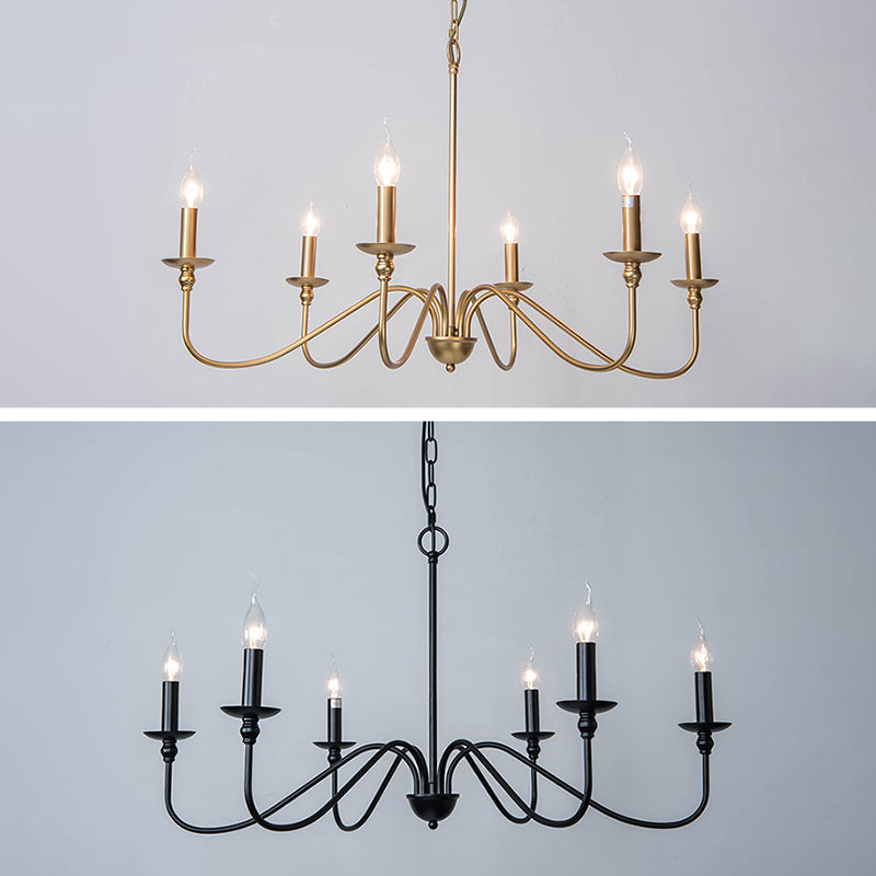 Chandelle suspendue à la bougie Light Light Traditional Swooping Bras Plafond Chandelier pour le salon