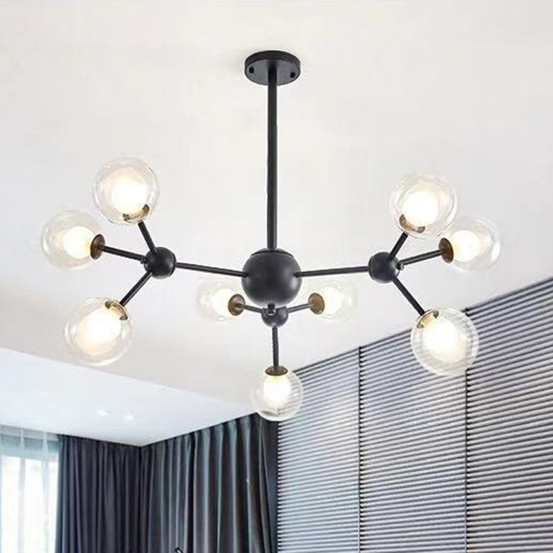 Molecular Shaped Living Room Chandelier Transparent Glass Globe Shade Contemporary Simplicity Style Lighting Pendant