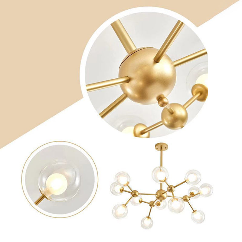 Molecular Shaped Living Room Chandelier Transparent Glass Globe Shade Contemporary Simplicity Style Lighting Pendant