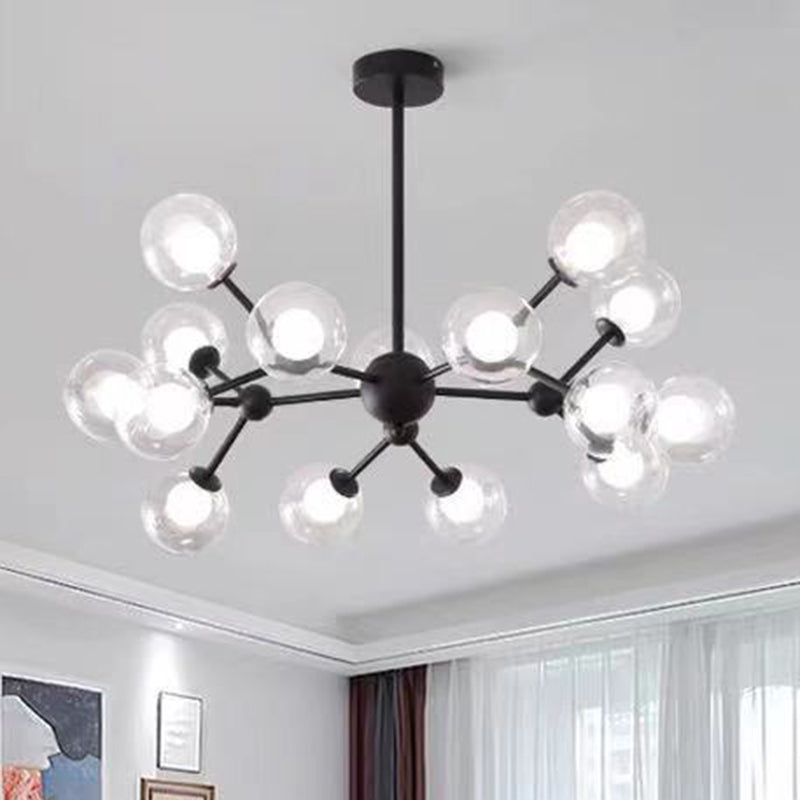 Molecular Shaped Living Room Chandelier Transparent Glass Globe Shade Contemporary Simplicity Style Lighting Pendant