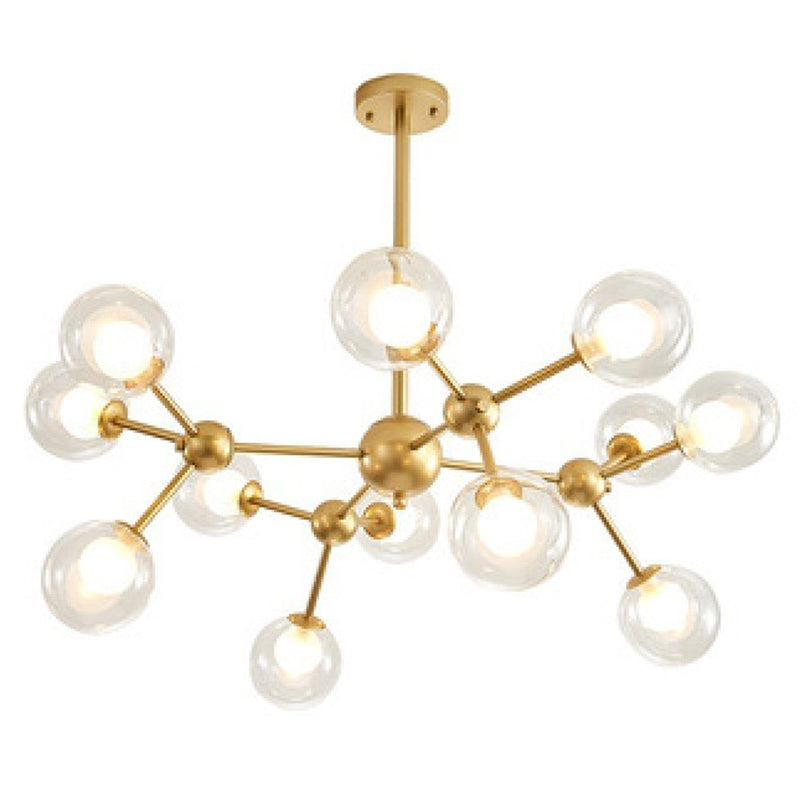 Molecular Shaped Living Room Chandelier Transparent Glass Globe Shade Contemporary Simplicity Style Lighting Pendant