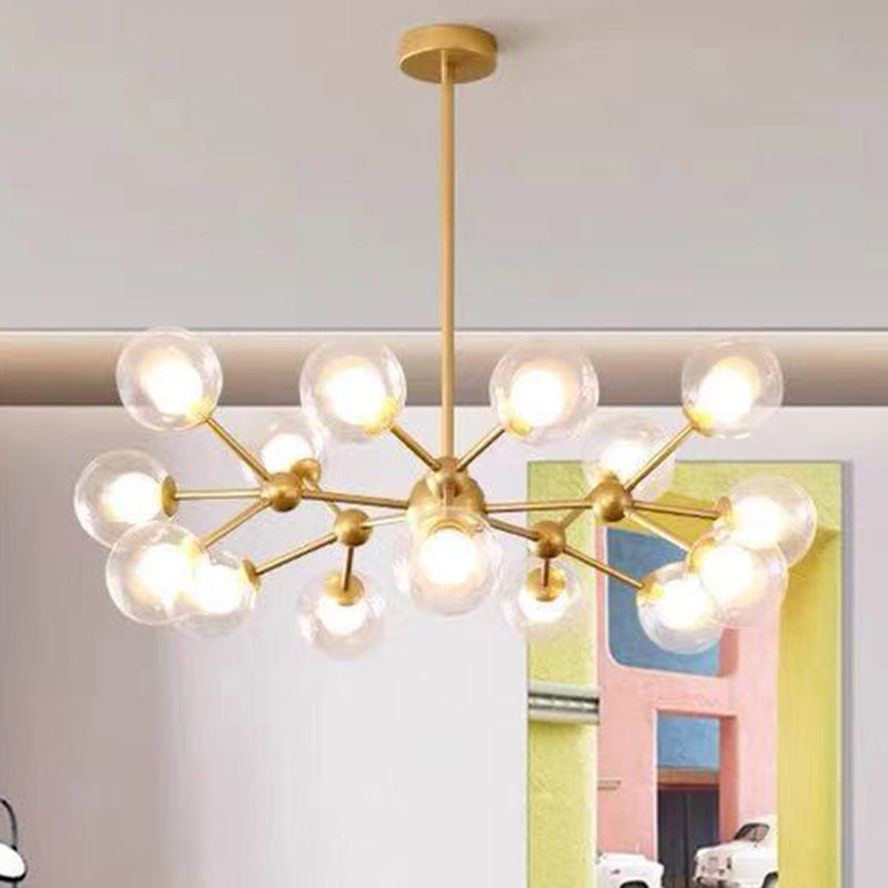 Molecular Shaped Living Room Chandelier Transparent Glass Globe Shade Contemporary Simplicity Style Lighting Pendant