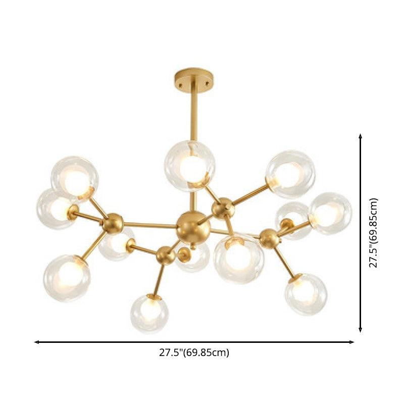 Molecular Shaped Living Room Chandelier Transparent Glass Globe Shade Contemporary Simplicity Style Lighting Pendant