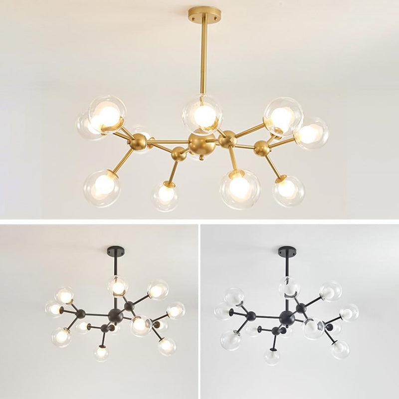 Molecular Shaped Living Room Chandelier Transparent Glass Globe Shade Contemporary Simplicity Style Lighting Pendant