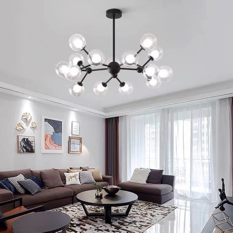 Molecular Shaped Living Room Chandelier Transparent Glass Globe Shade Contemporary Simplicity Style Lighting Pendant
