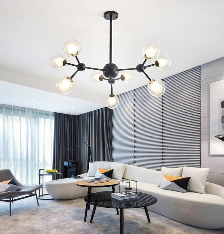 Molecular Shaped Living Room Chandelier Transparent Glass Globe Shade Contemporary Simplicity Style Lighting Pendant