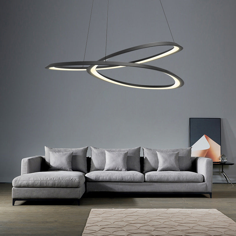 Modern LED Pendant Light Fixture Twisted Suspended Lighting Fixture with Acrylic Shade
