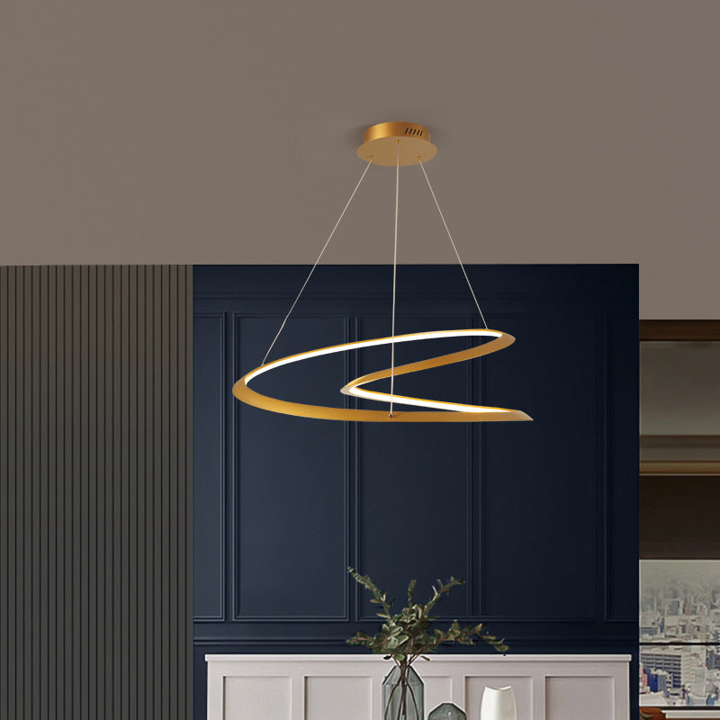 Modern LED Pendant Light Fixture Twisted Suspended Lighting Fixture with Acrylic Shade