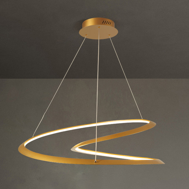 Modern LED Pendant Light Fixture Twisted Suspended Lighting Fixture with Acrylic Shade