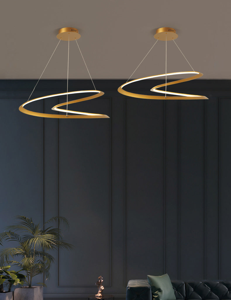 Modern LED Pendant Light Fixture Twisted Suspended Lighting Fixture with Acrylic Shade