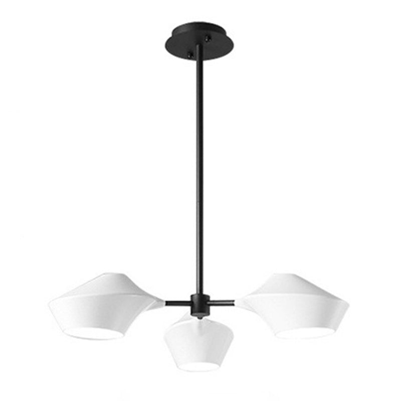 Post-modern Style Minimalism Lighting Chandelier White Acrylic Geometric Shade Suspension Light with 19.6" Adjustable Hanging Rod