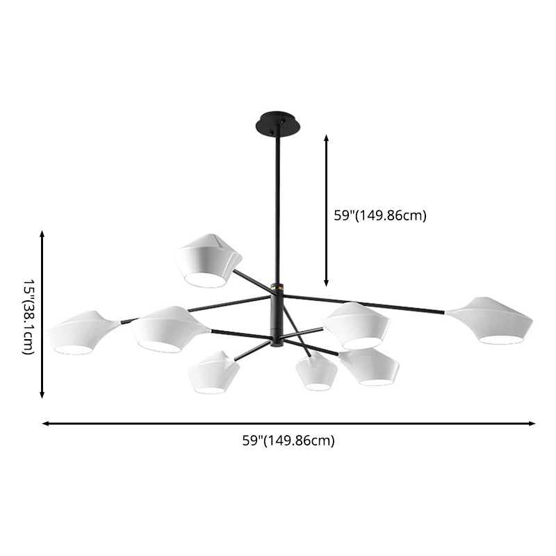 Post-modern Style Minimalism Lighting Chandelier White Acrylic Geometric Shade Suspension Light with 19.6" Adjustable Hanging Rod