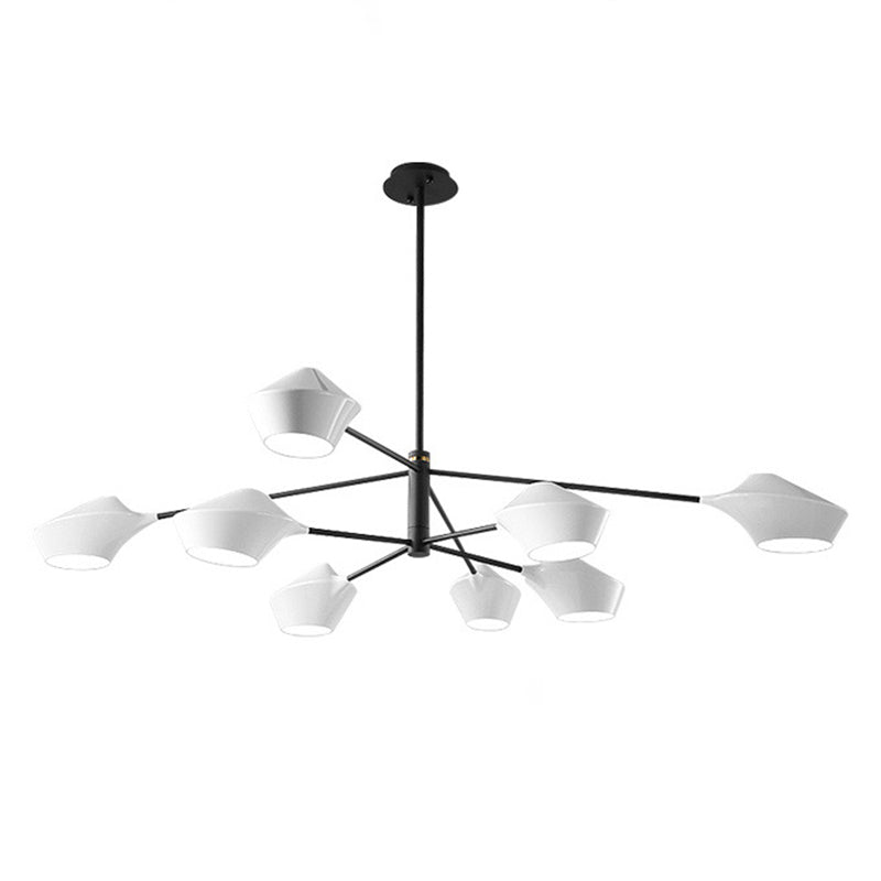 Post-modern Style Minimalism Lighting Chandelier White Acrylic Geometric Shade Suspension Light with 19.6" Adjustable Hanging Rod