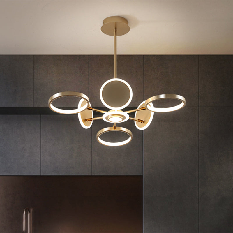 Accesorio de iluminación colgante de círculo acrílico Estilo moderno LED Black Hanging Chandelier