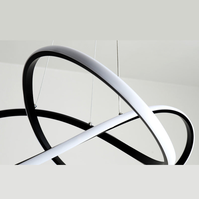 Acrílico espiral colgante lámpara de lámpara de estilo simple led lacera negra lámpara colgante